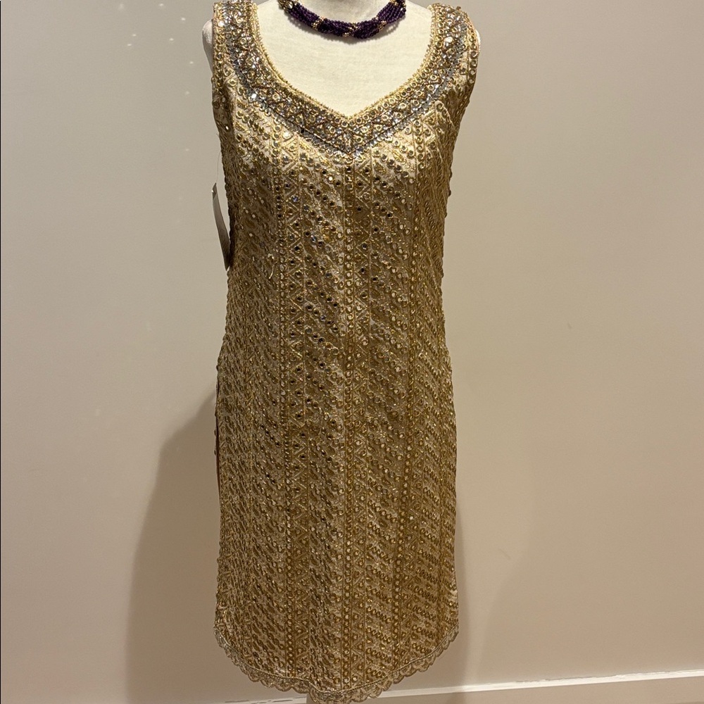 MeenaBazaar Elegant Gold Embellished Traditional Outfit NWT